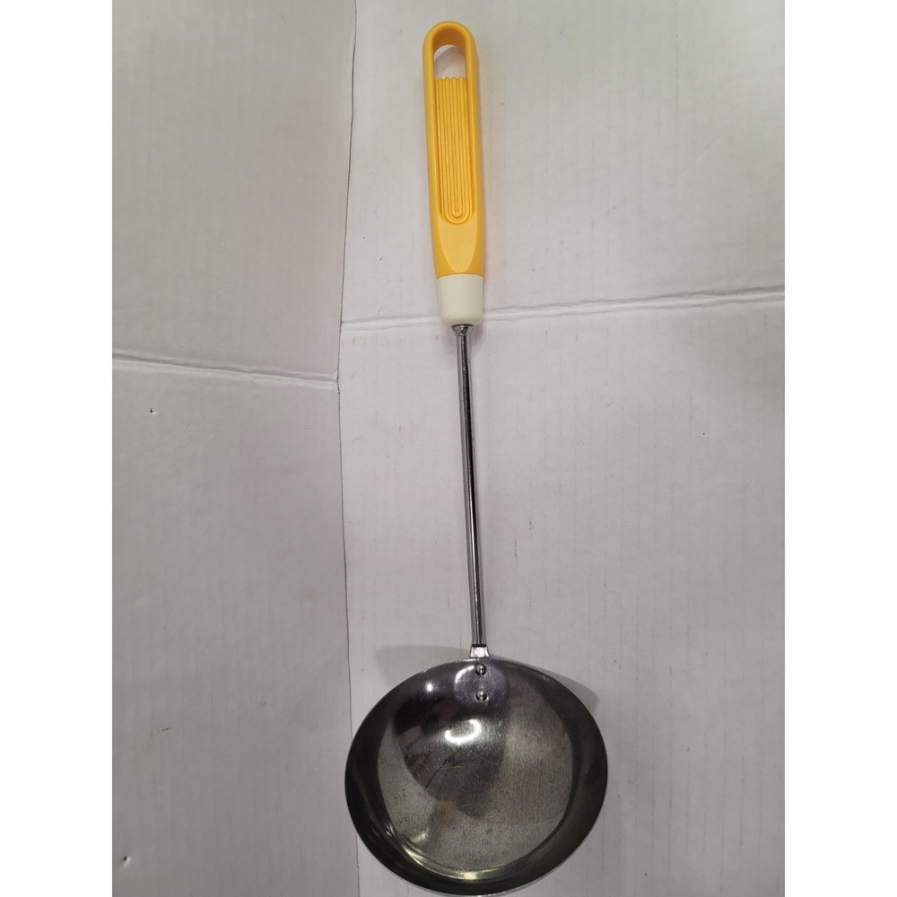 Vintage laddle,serving spoon made in Italy Plastic handle, stainless server.